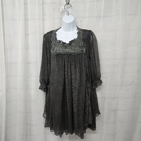 Pretty Angel Gray Dress Fairy Goth Whimsigoth Angelic Silk S - Picture 12 of 12